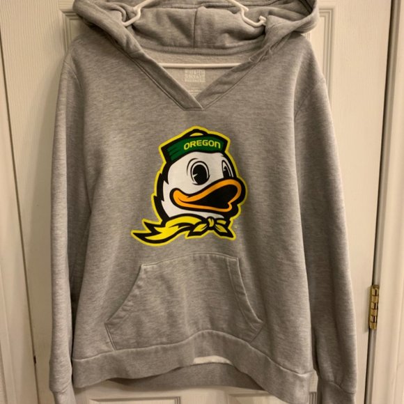 Box Seat Clothing Oregon Ducks V Neck Grey Hoodie Womens Size Large - Picture 1 of 5